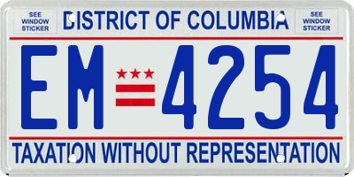 DC license plate EM4254