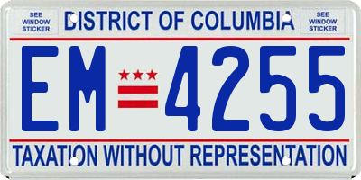 DC license plate EM4255