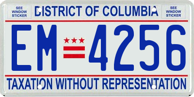 DC license plate EM4256