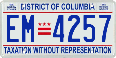 DC license plate EM4257