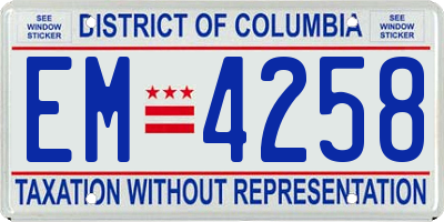 DC license plate EM4258