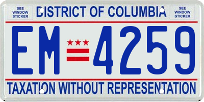 DC license plate EM4259