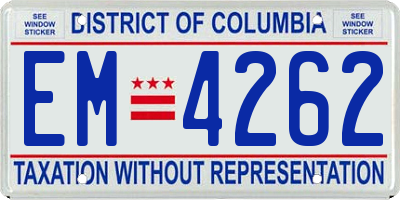 DC license plate EM4262