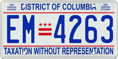 DC license plate EM4263