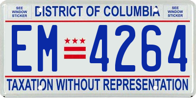 DC license plate EM4264