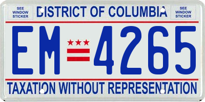 DC license plate EM4265