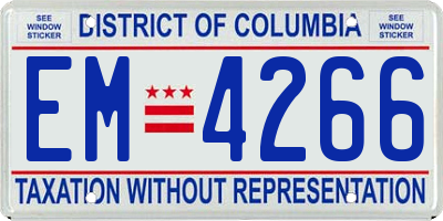 DC license plate EM4266