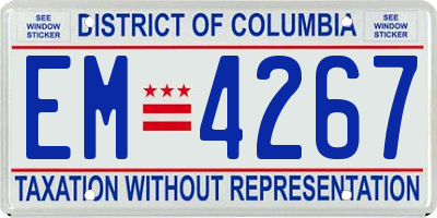 DC license plate EM4267