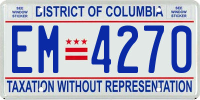 DC license plate EM4270