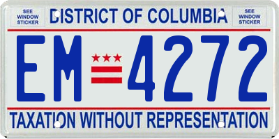 DC license plate EM4272