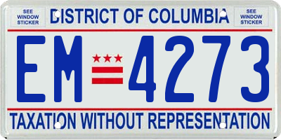 DC license plate EM4273