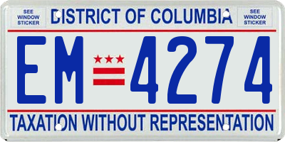 DC license plate EM4274