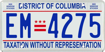 DC license plate EM4275