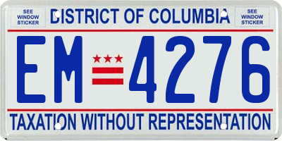 DC license plate EM4276