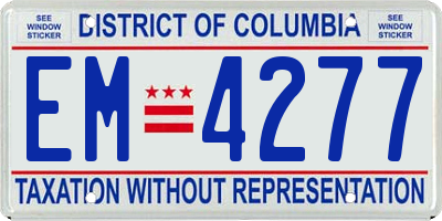 DC license plate EM4277