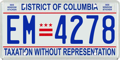 DC license plate EM4278