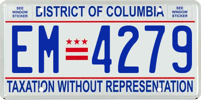 DC license plate EM4279