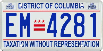 DC license plate EM4281