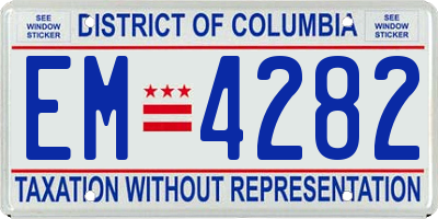 DC license plate EM4282