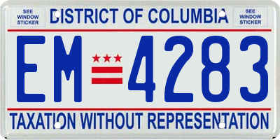 DC license plate EM4283