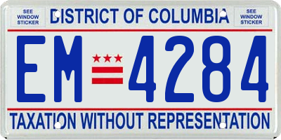 DC license plate EM4284