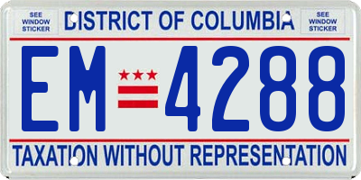 DC license plate EM4288