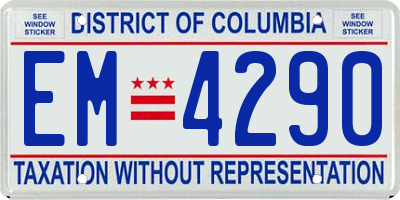 DC license plate EM4290