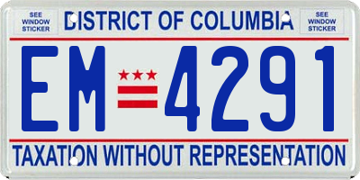 DC license plate EM4291