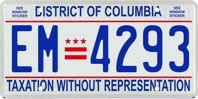 DC license plate EM4293