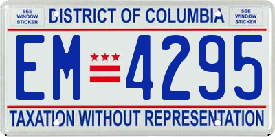 DC license plate EM4295