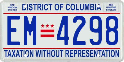 DC license plate EM4298