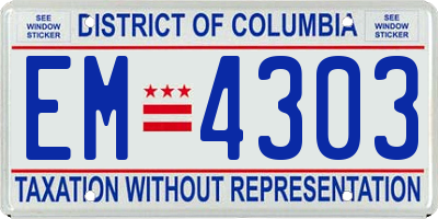 DC license plate EM4303