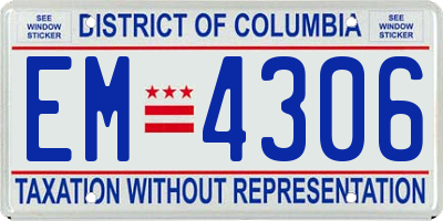 DC license plate EM4306