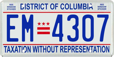 DC license plate EM4307