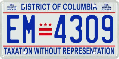 DC license plate EM4309