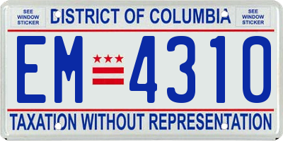 DC license plate EM4310