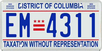 DC license plate EM4311