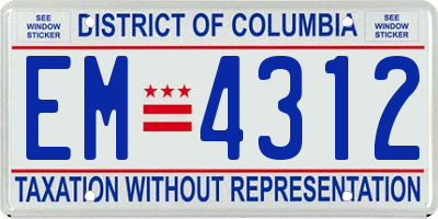 DC license plate EM4312