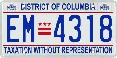 DC license plate EM4318