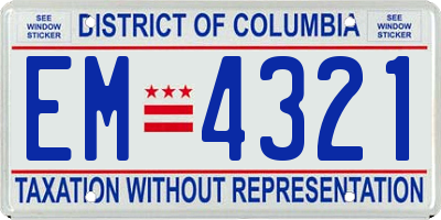 DC license plate EM4321