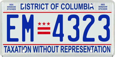 DC license plate EM4323