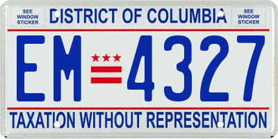 DC license plate EM4327