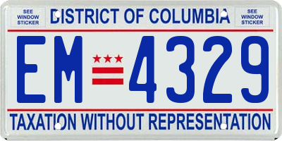 DC license plate EM4329