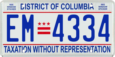 DC license plate EM4334