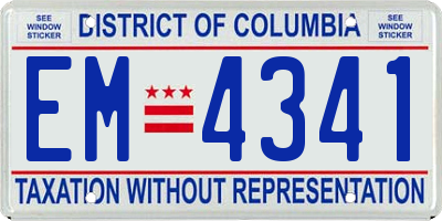 DC license plate EM4341