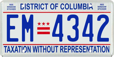 DC license plate EM4342