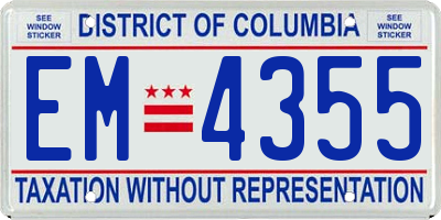 DC license plate EM4355