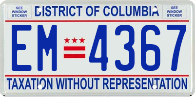 DC license plate EM4367