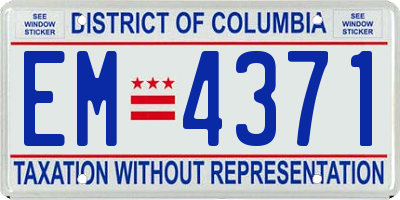 DC license plate EM4371