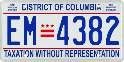 DC license plate EM4382